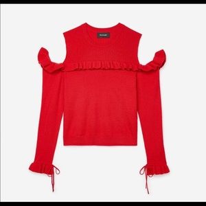 The Kooples Red Merino Wool Openwork Sweater NWT